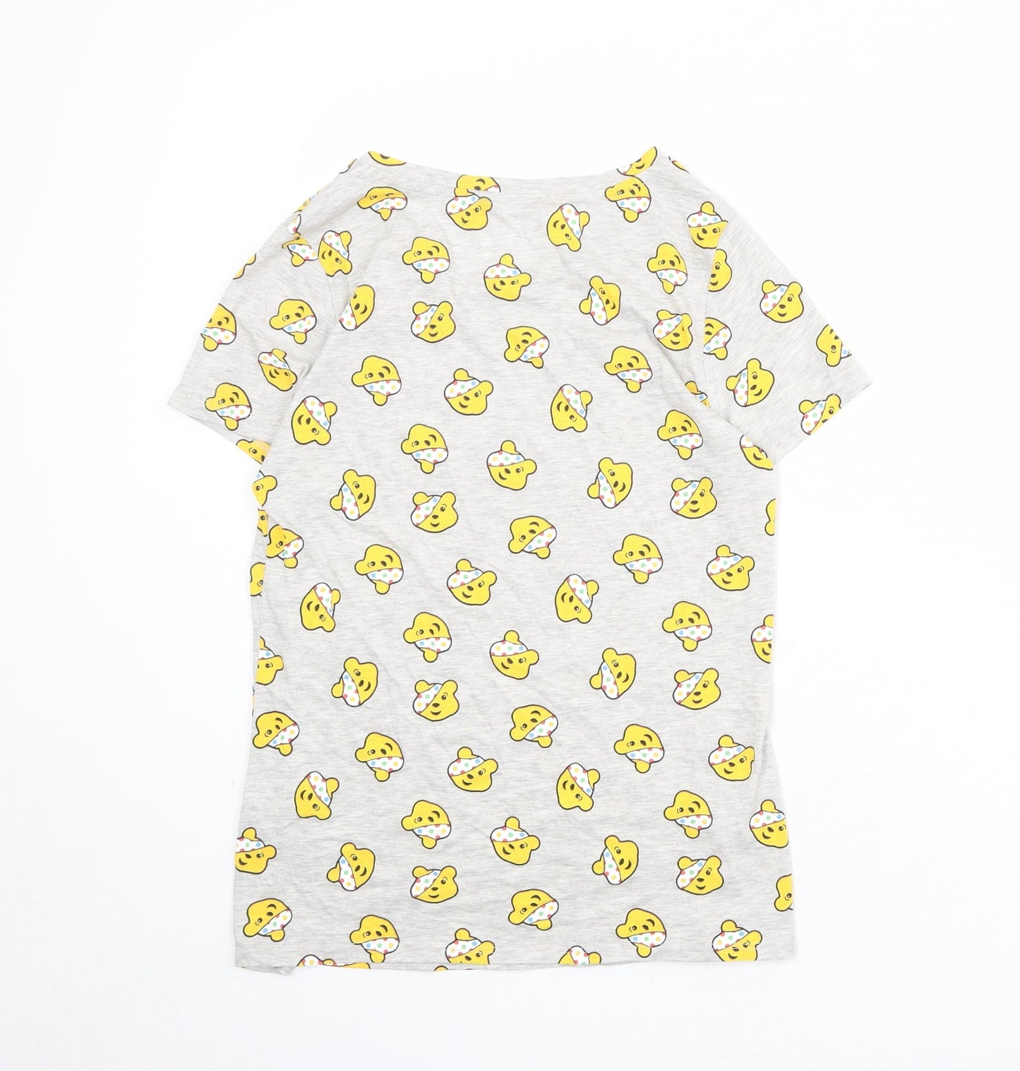 Pudsey Bear Womens Grey Geometric Polyester Basic T-Shirt Size 12 Boat Neck