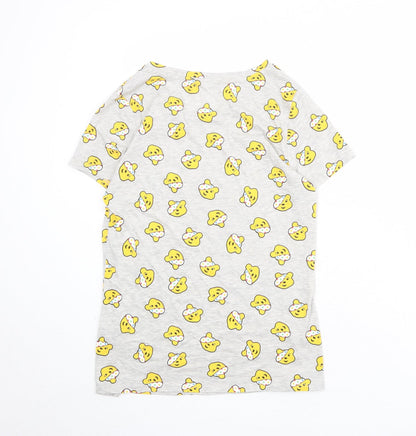 Pudsey Bear Womens Grey Geometric Polyester Basic T-Shirt Size 12 Boat Neck