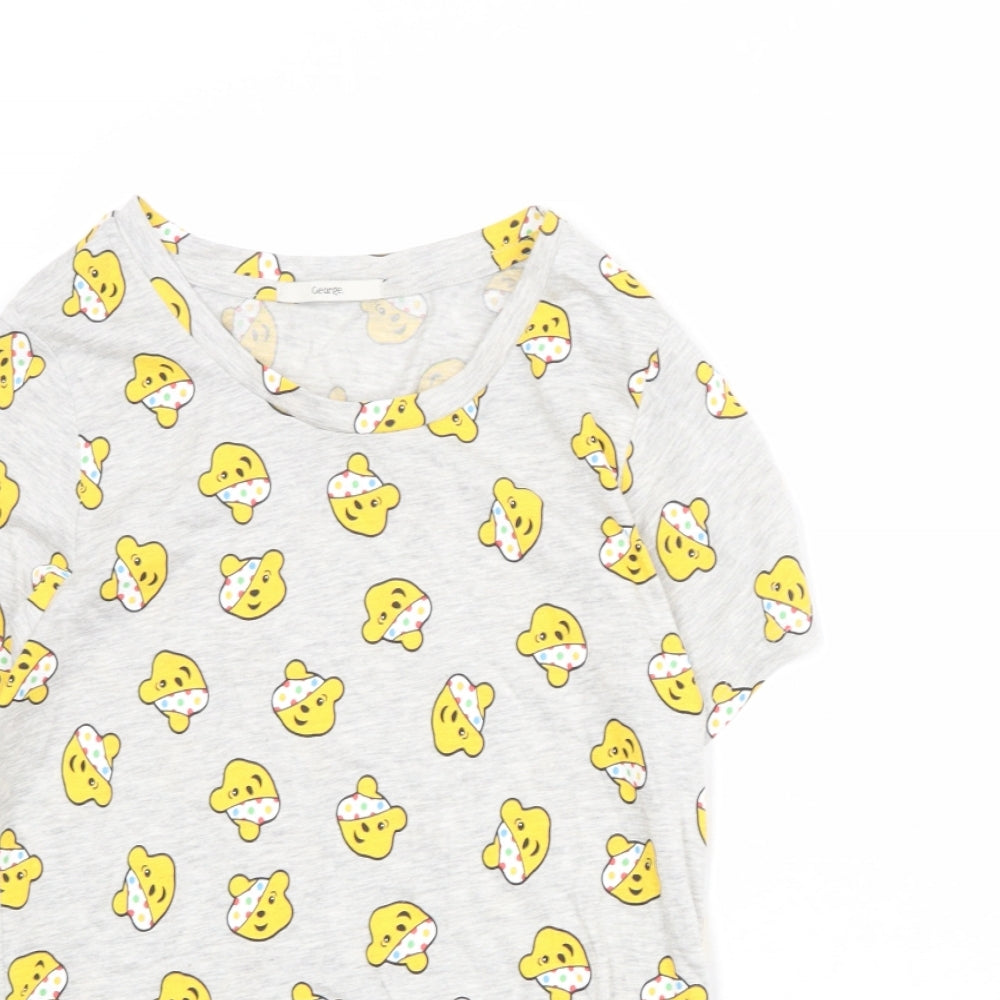 Pudsey Bear Womens Grey Geometric Polyester Basic T-Shirt Size 12 Boat Neck
