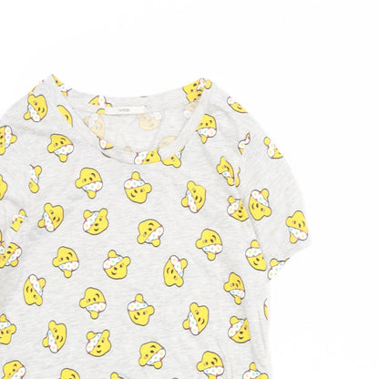 Pudsey Bear Womens Grey Geometric Polyester Basic T-Shirt Size 12 Boat Neck