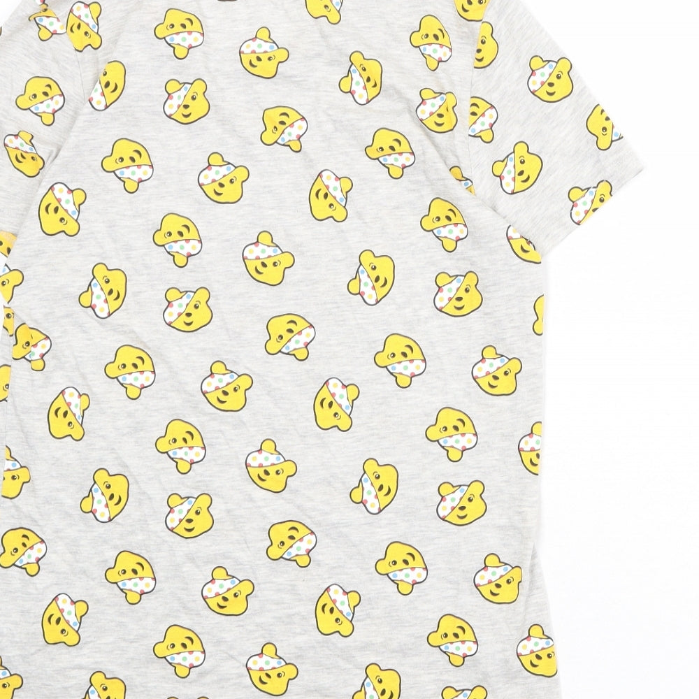 Pudsey Bear Womens Grey Geometric Polyester Basic T-Shirt Size 12 Boat Neck