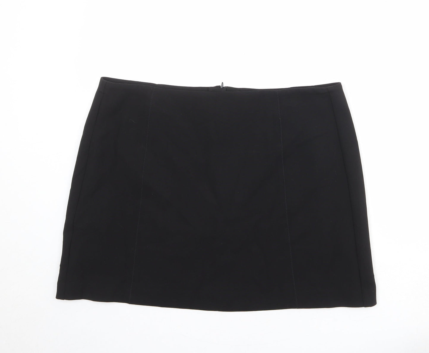 Marks and Spencer Womens Black Polyester A-Line Skirt Size 20 Zip
