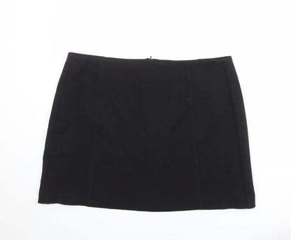 Marks and Spencer Womens Black Polyester A-Line Skirt Size 20 Zip