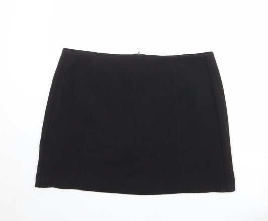Marks and Spencer Womens Black Polyester A-Line Skirt Size 20 Zip