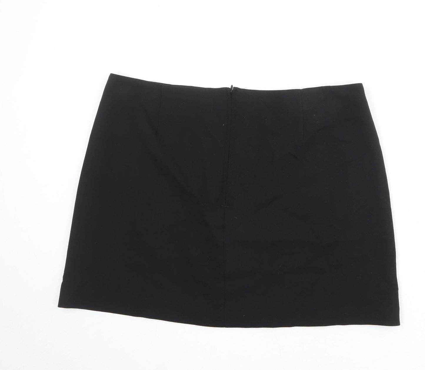 Marks and Spencer Womens Black Polyester A-Line Skirt Size 20 Zip
