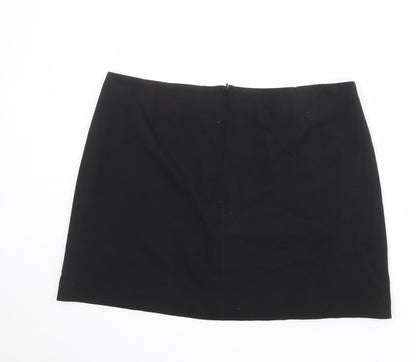 Marks and Spencer Womens Black Polyester A-Line Skirt Size 20 Zip