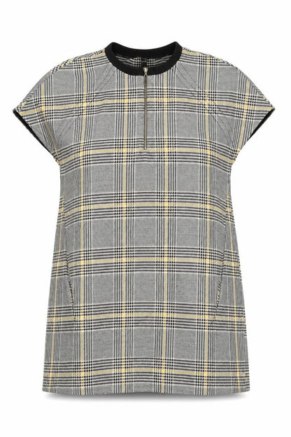 Zara Womens Multicoloured Plaid Polyester A-Line Size S Round Neck Zip