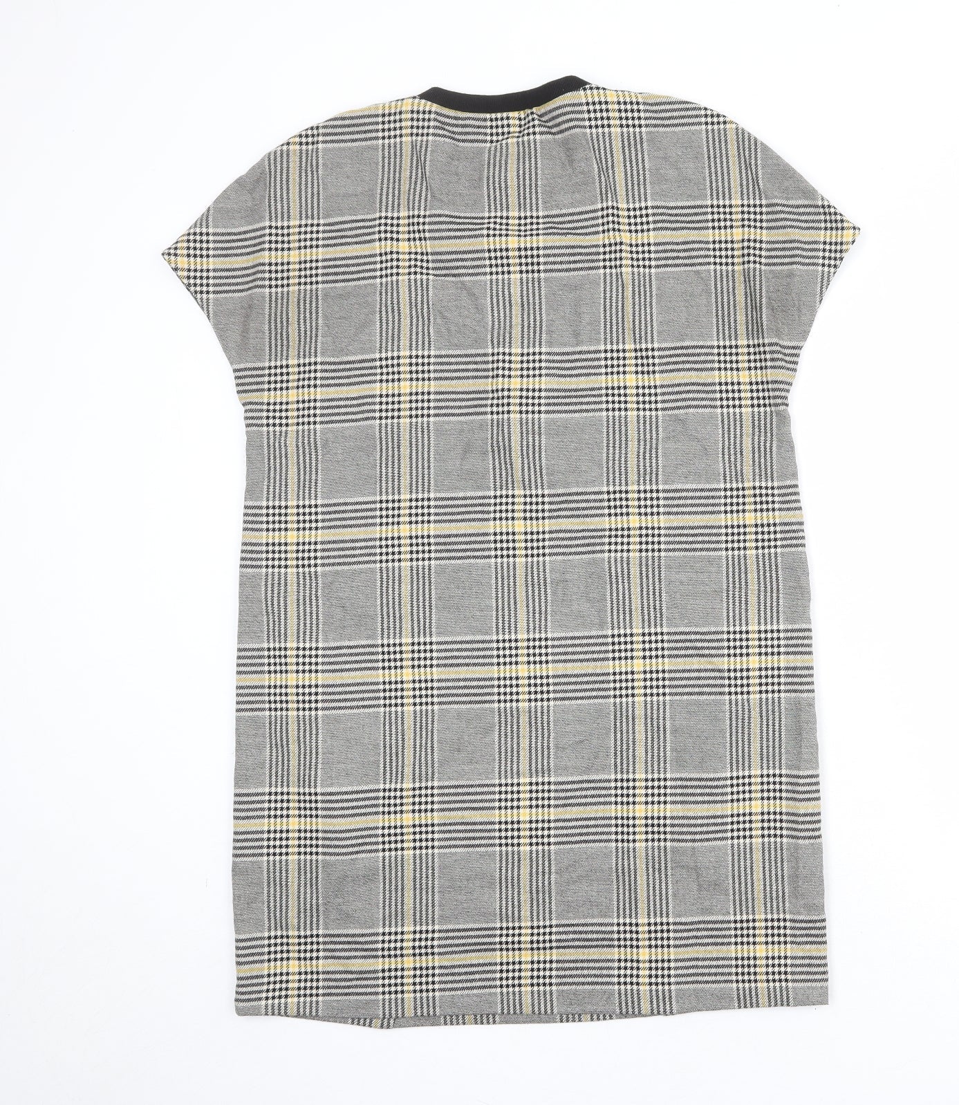 Zara Womens Multicoloured Plaid Polyester A-Line Size S Round Neck Zip
