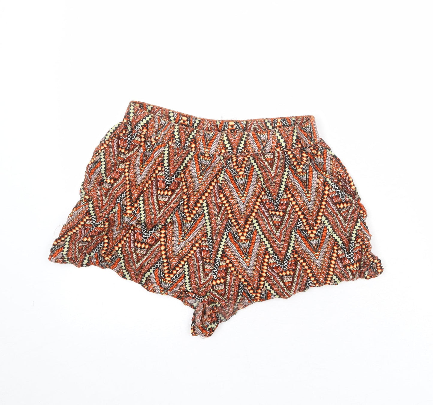 Divided by H&M Womens Multicoloured Geometric Viscose Basic Shorts Size 10 Regular Pull On