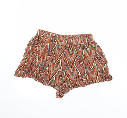 Divided by H&M Womens Multicoloured Geometric Viscose Basic Shorts Size 10 Regular Pull On