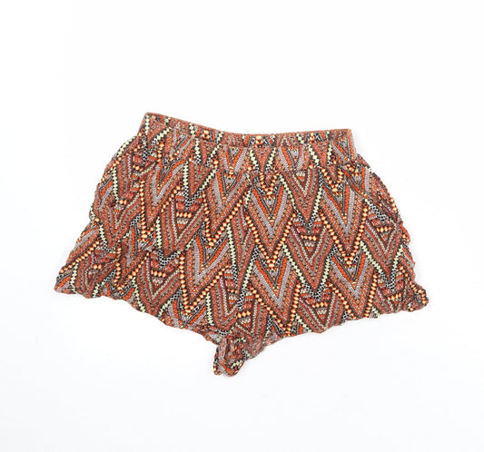 Divided by H&M Womens Multicoloured Geometric Viscose Basic Shorts Size 10 Regular Pull On