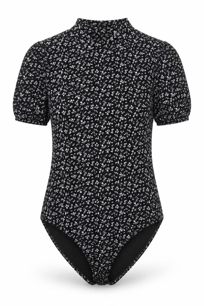 Womens UK Size 14 Boohoo One-Piece Black Bodysuit