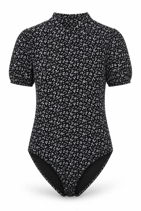 Womens UK Size 14 Boohoo One-Piece Black Bodysuit