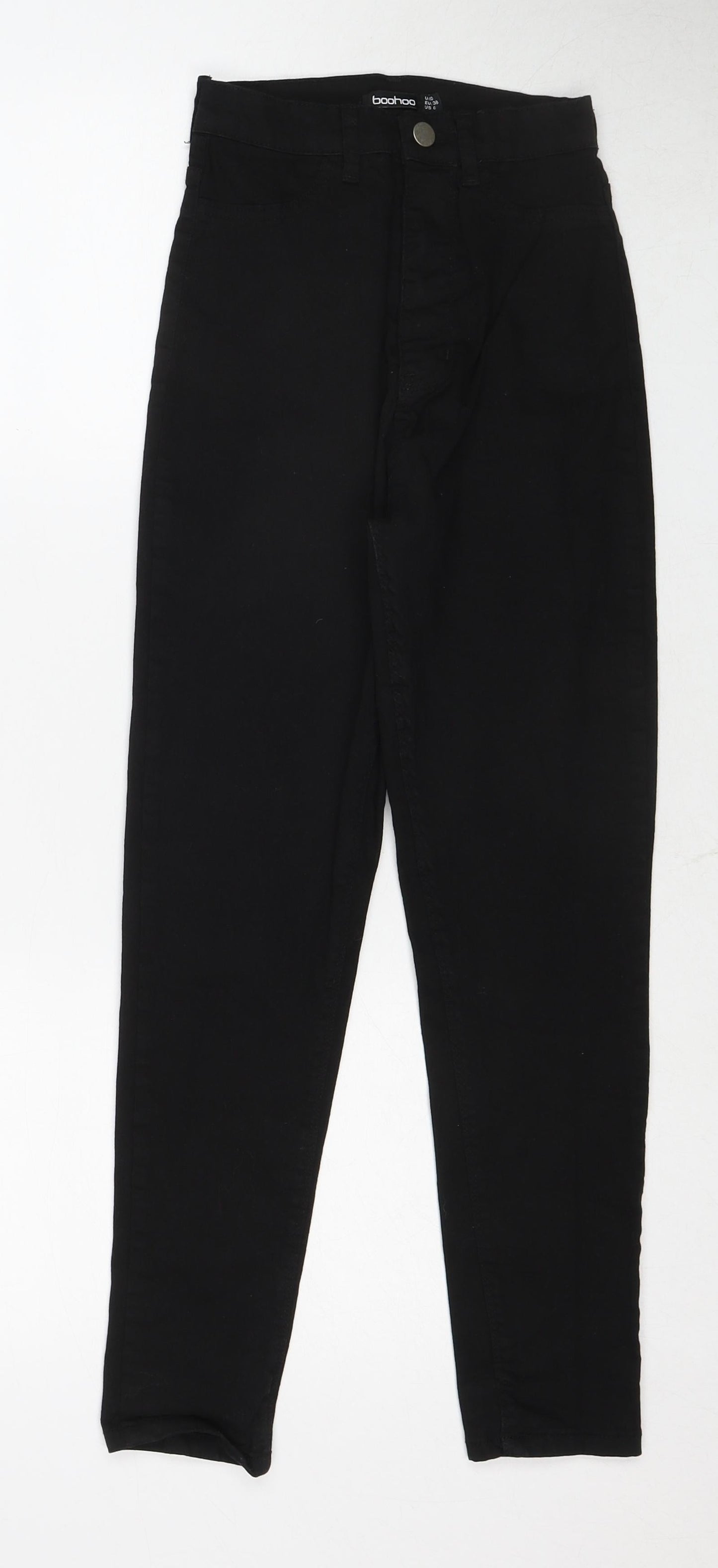 Boohoo Womens Black Cotton Skinny Jeans Size 10 Regular Zip