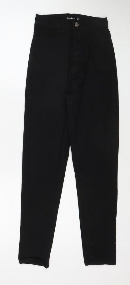 Boohoo Womens Black Cotton Skinny Jeans Size 10 Regular Zip