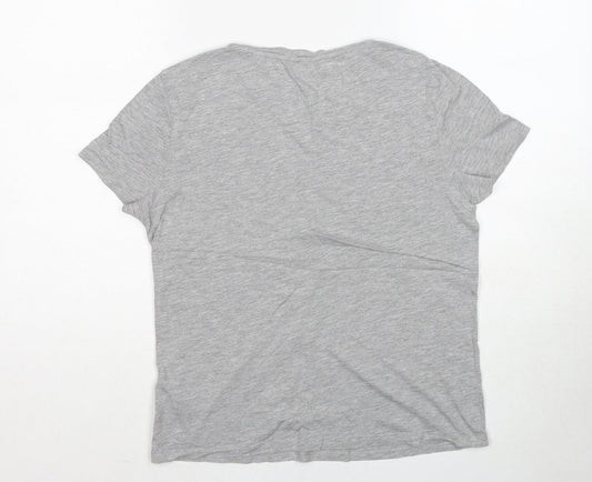 Jack Wills Womens Grey Cotton Basic T-Shirt Size 10 Round Neck - Broderie Anglaise