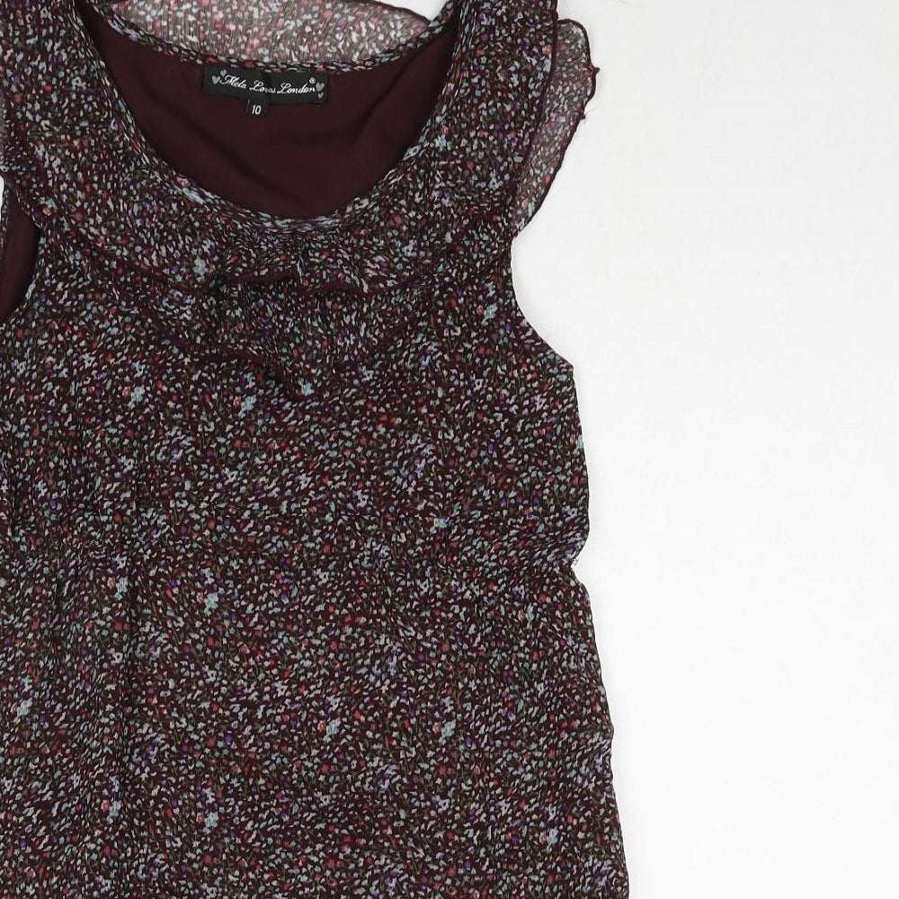 Mela Loves London Womens Multicoloured Geometric Polyester A-Line Size 10 Round Neck Pullover