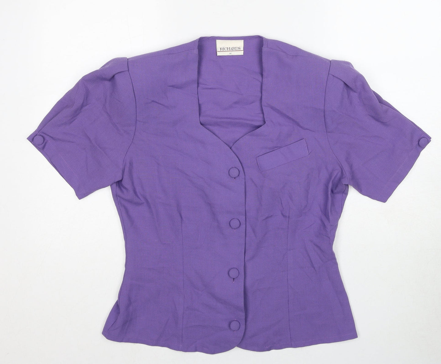 Womens UK Size 14 Richards Purple Basic Button-Up