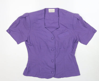 Womens UK Size 14 Richards Purple Basic Button-Up