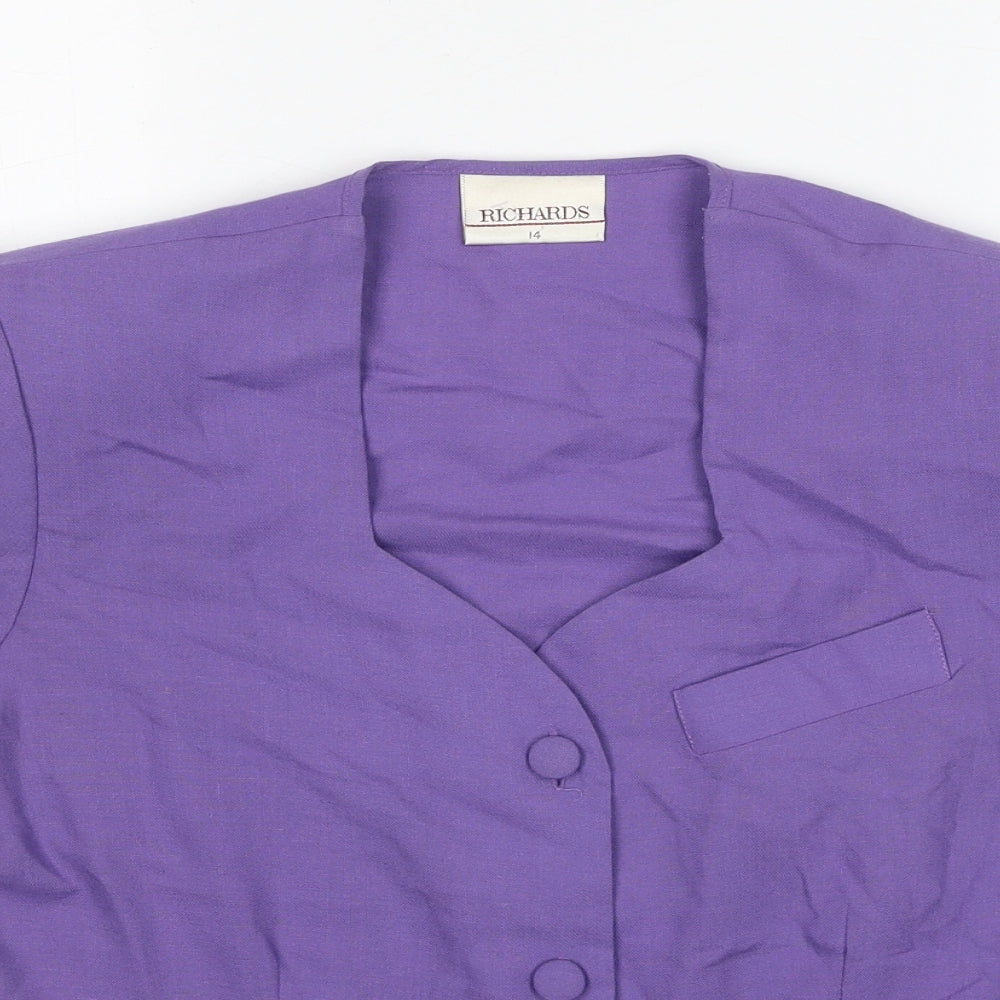 Womens UK Size 14 Richards Purple Basic Button-Up