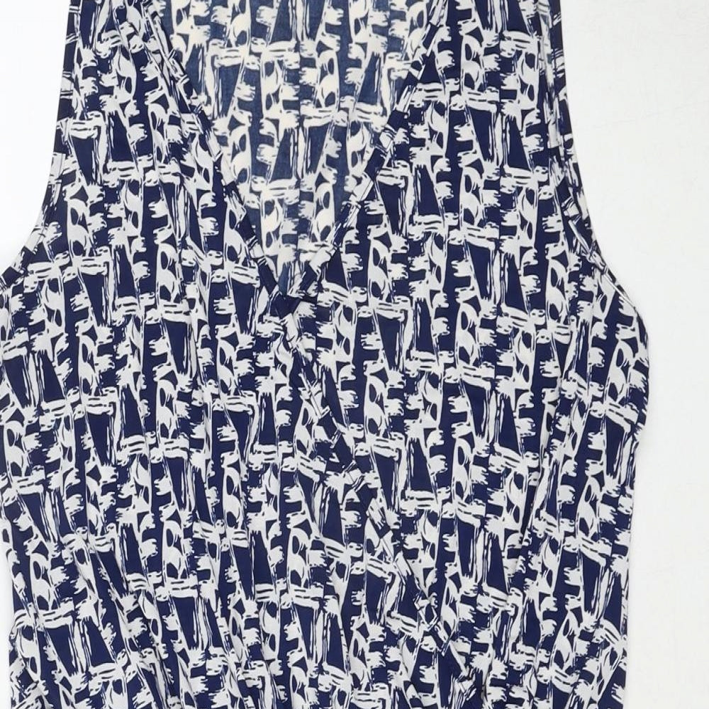 Brave Soul Womens Blue Geometric Polyester Bodysuit One-Piece Size M Pullover