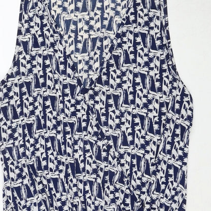 Brave Soul Womens Blue Geometric Polyester Bodysuit One-Piece Size M Pullover