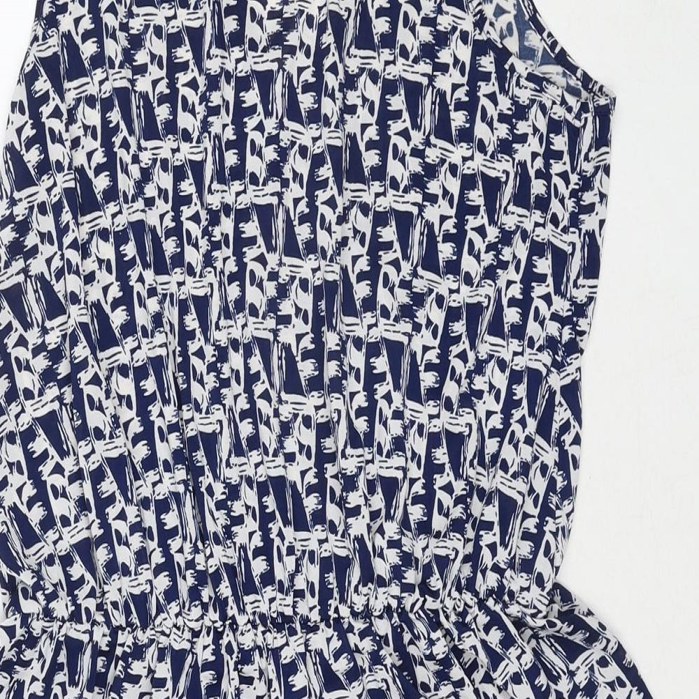 Brave Soul Womens Blue Geometric Polyester Bodysuit One-Piece Size M Pullover