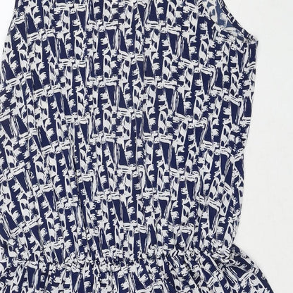 Brave Soul Womens Blue Geometric Polyester Bodysuit One-Piece Size M Pullover