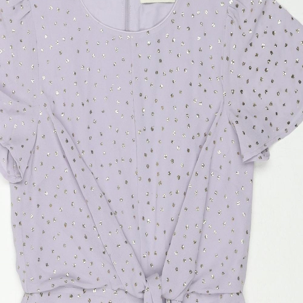 Oasis Womens Purple Polyester Shift Size 8 Round Neck Zip