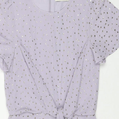 Oasis Womens Purple Polyester Shift Size 8 Round Neck Zip