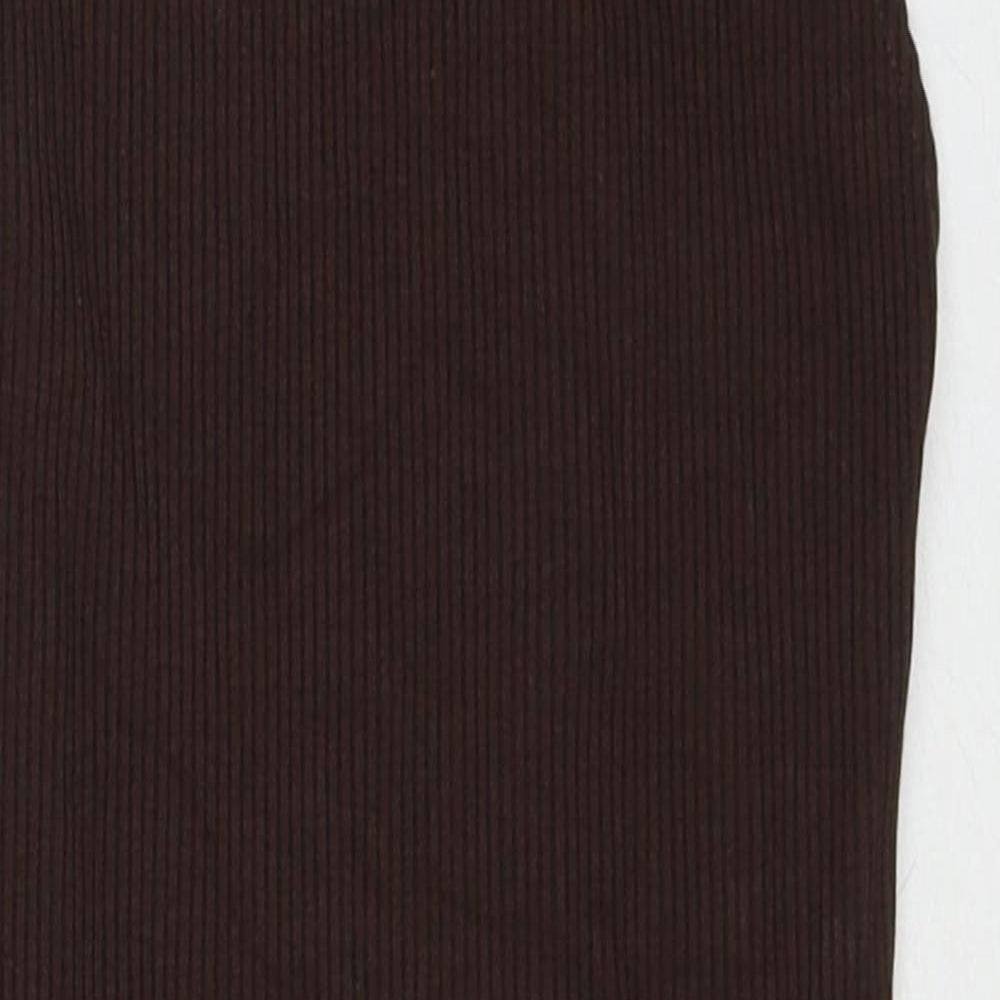 H&M Womens Brown Viscose Playsuit One-Piece Size S Snap