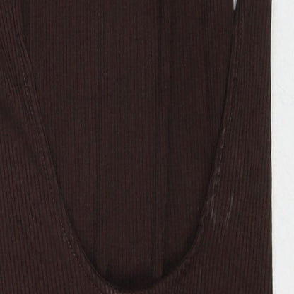 H&M Womens Brown Viscose Playsuit One-Piece Size S Snap