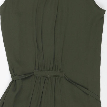 H&M Womens Green Polyester A-Line Size 8 V-Neck Pullover