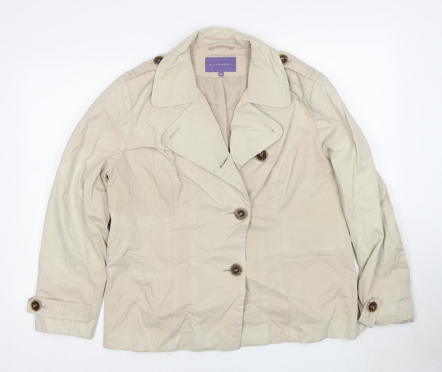 Autonomy Womens Beige Jacket Size 16 Button