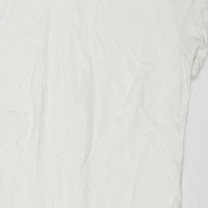 Mango Womens White Viscose A-Line Size S Round Neck Zip