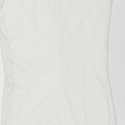 Mango Womens White Viscose A-Line Size S Round Neck Zip