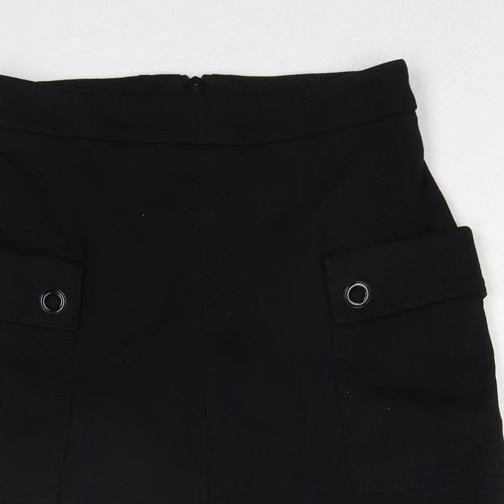 NEXT Womens Black Nylon Cargo Skirt Size 6 Zip