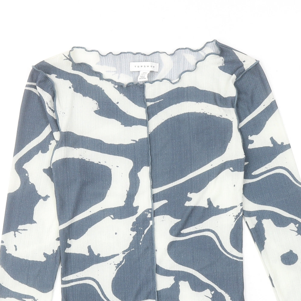 Womens UK Size 8 Topshop Blue Basic Blouse