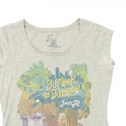 Womens UK Size S Element Green Basic T-Shirt