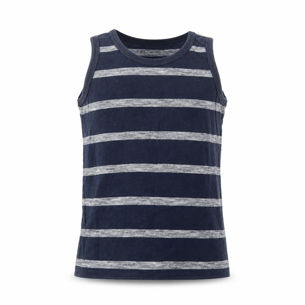 NEXT Boys Blue Striped Cotton Basic Tank Size 6 Years Round Neck Pullover