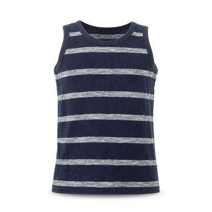 NEXT Boys Blue Striped Cotton Basic Tank Size 6 Years Round Neck Pullover