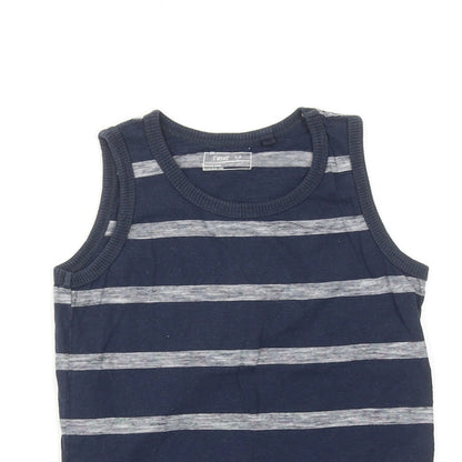 NEXT Boys Blue Striped Cotton Basic Tank Size 6 Years Round Neck Pullover