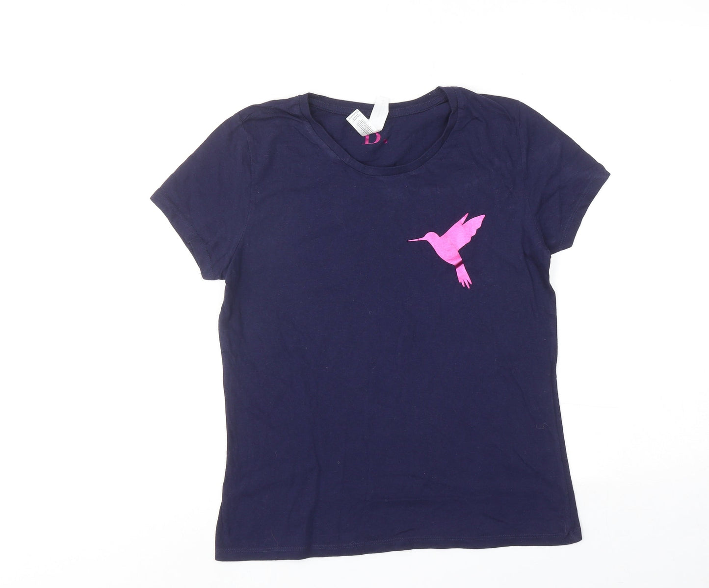 B&C Womens Blue Cotton Basic T-Shirt Size S Round Neck - Bird Print