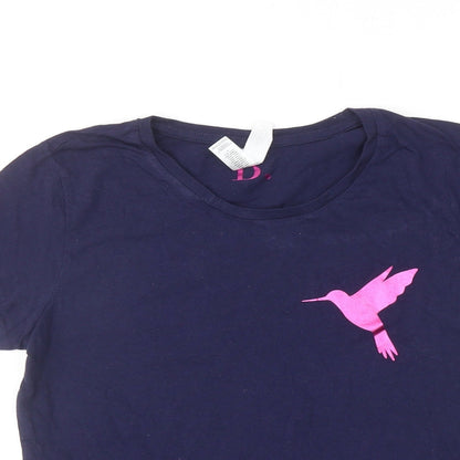 B&C Womens Blue Cotton Basic T-Shirt Size S Round Neck - Bird Print