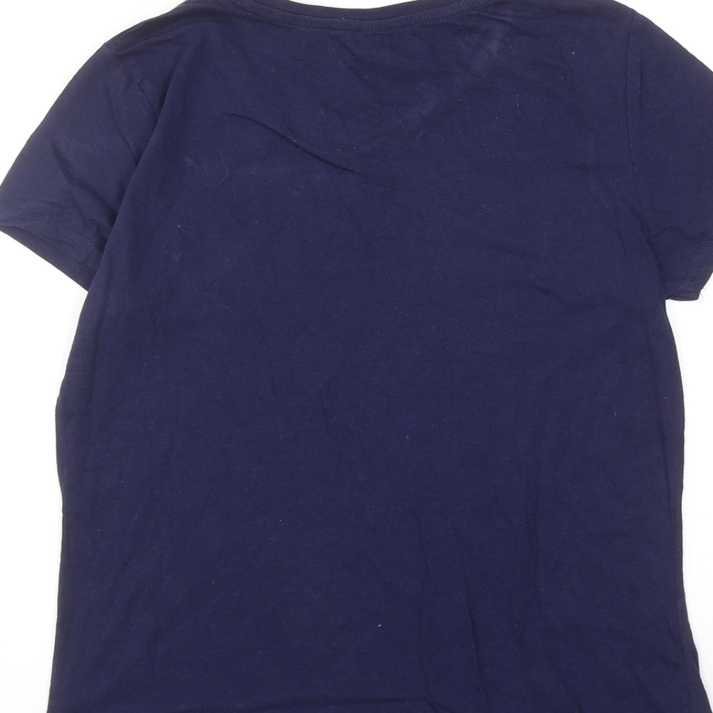 B&C Womens Blue Cotton Basic T-Shirt Size S Round Neck - Bird Print