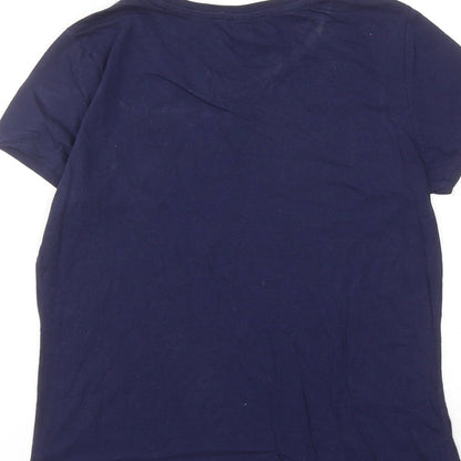 B&C Womens Blue Cotton Basic T-Shirt Size S Round Neck - Bird Print