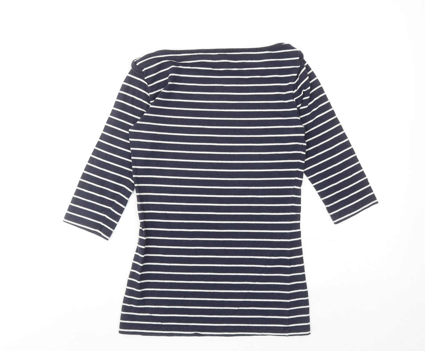 French Connection Womens Blue Striped Cotton Basic Blouse Size S Off the Shoulder