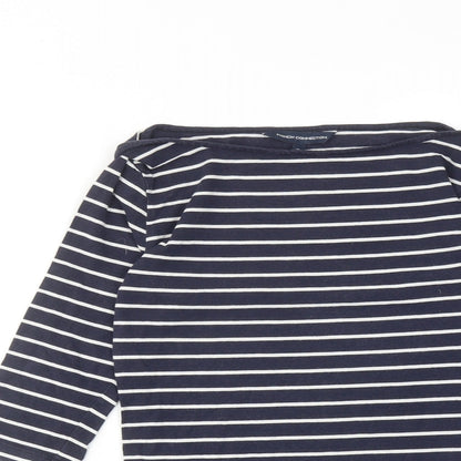 French Connection Womens Blue Striped Cotton Basic Blouse Size S Off the Shoulder