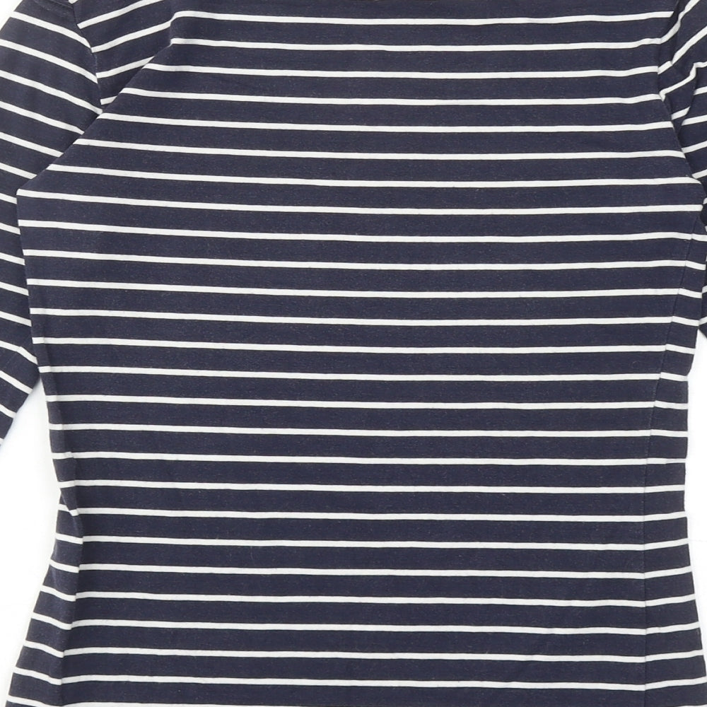 French Connection Womens Blue Striped Cotton Basic Blouse Size S Off the Shoulder