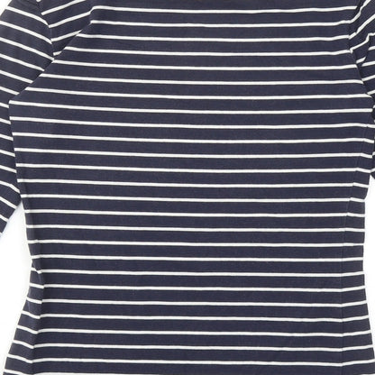 French Connection Womens Blue Striped Cotton Basic Blouse Size S Off the Shoulder